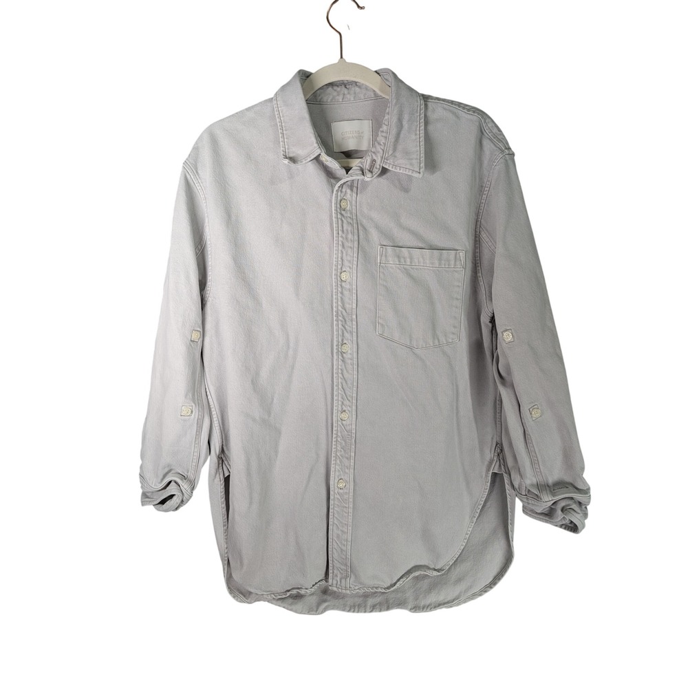 Citizens of Humanity Kayla Shirt Womens S Blue Light Wash Denim Roll Tab